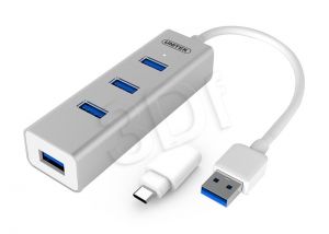UNITEK HUB 4XUSB 3.0 + USB TYP-C Y-3082B SREBRNY