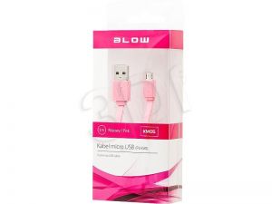 BLOW KABEL USB A - MICRO B 1,0M RÓŻOWE FLAT