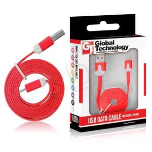 GT KABEL USB - MICROUSB PŁASKI CZERWONY